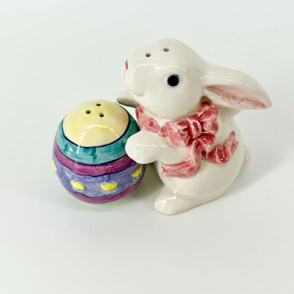 Vintage Rabbit & Co Easter Parade Salt & Pepper Shakers Bunny Rabbit & Egg Set